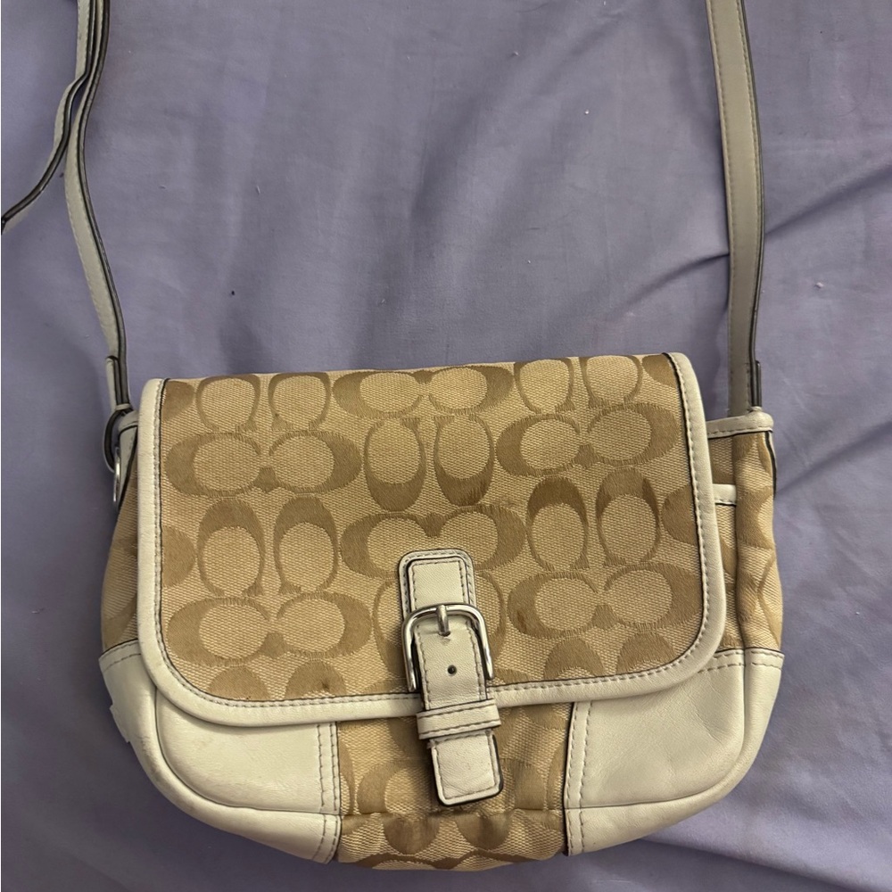 Coach Beige and Off-White Crossbody Bag